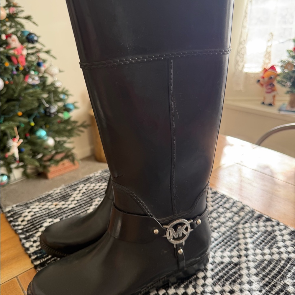 Michael Kors Fulton Harness Black Rain Boots